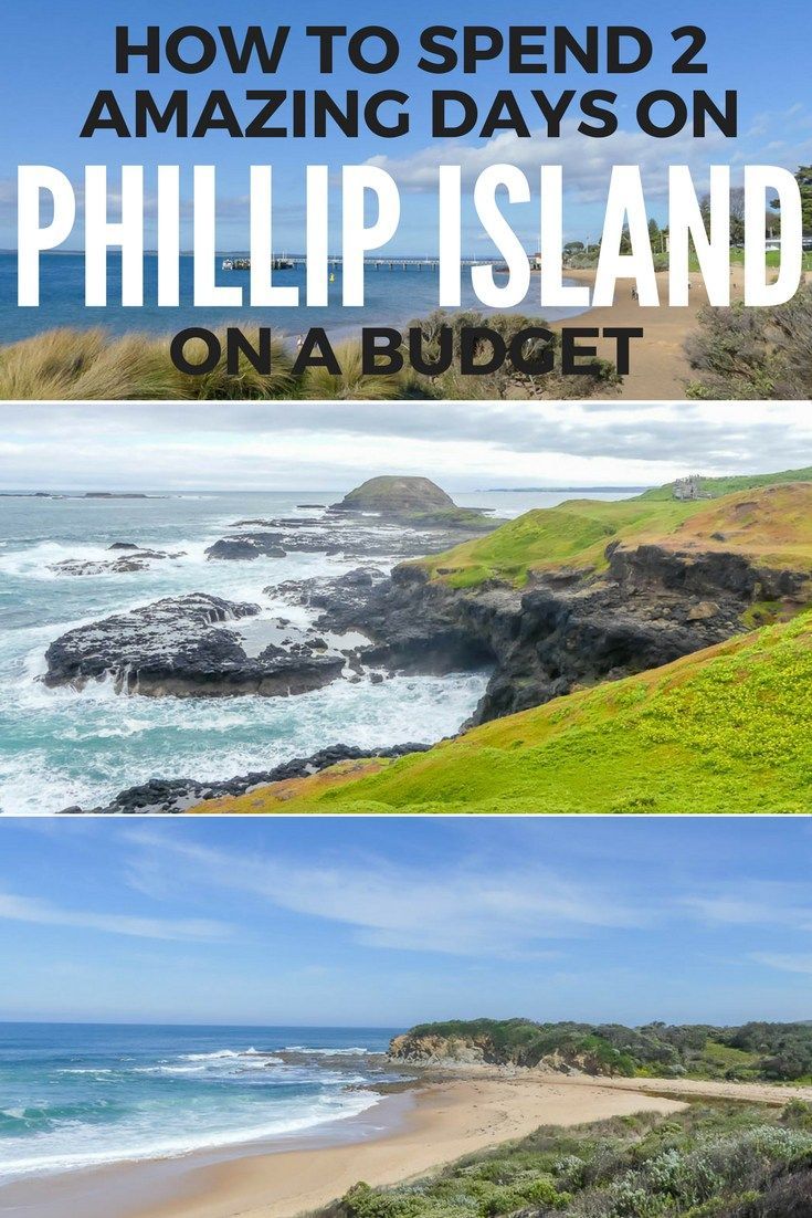 the beach with text overlaying how to spend 2 amazing days on phillip island on a budget