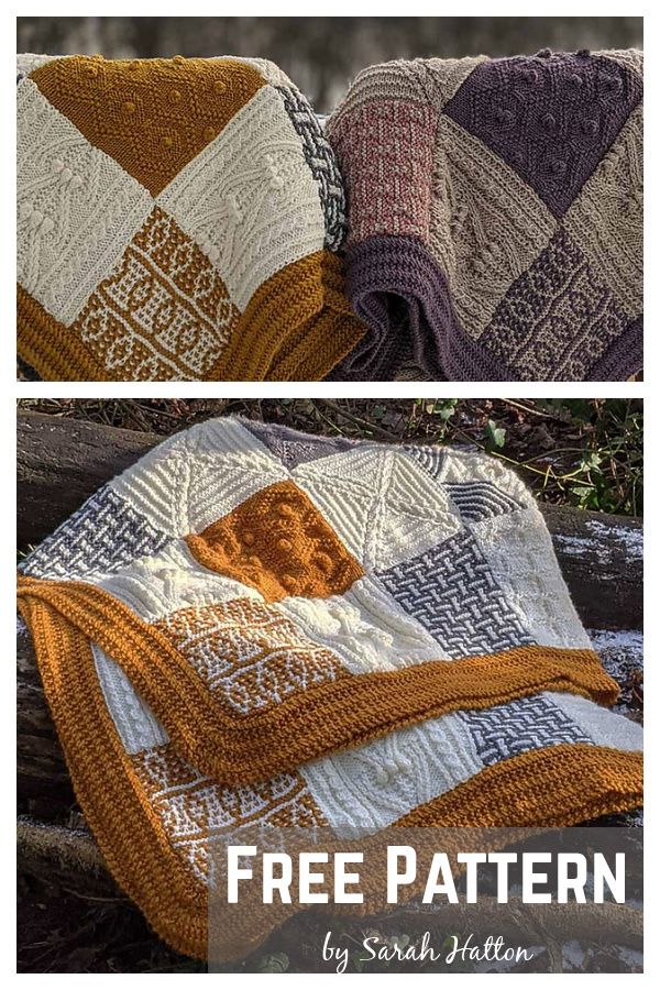 two blankets that have been made to look like they are knitted together