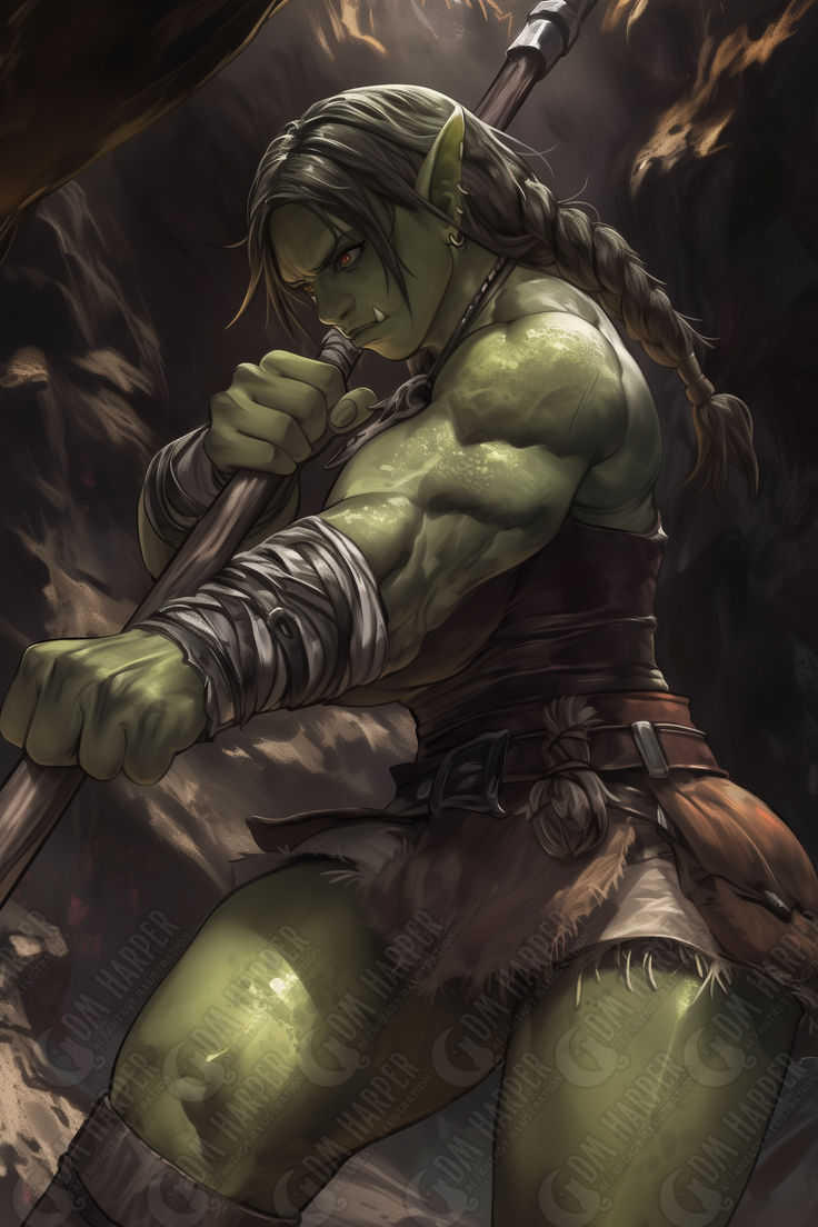 Female Ogrillon Muscular Orc Woman, Dnd Orc Female, Female Orc Character Design, Buff Character Design, Orcs Dnd, Half Orc Woman, Female Orc Beautiful, Female Ogre, Goblin Barbarian