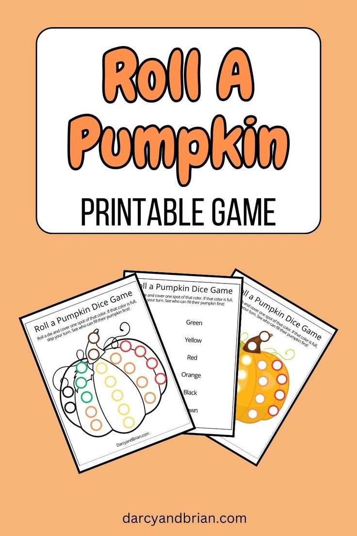 roll a pumpkin printable game for kids