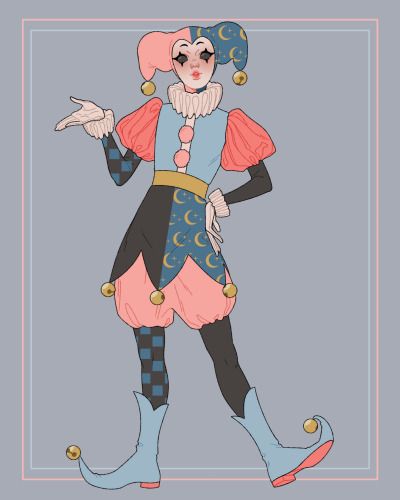 a drawing of a woman dressed as a clown