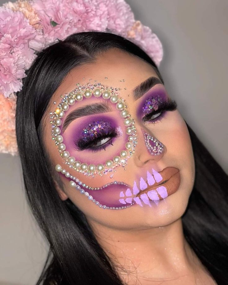 Halloweenský Makeup, Holloween Makeup, Drag Make-up, Creepy Halloween Makeup, Cute Halloween Makeup, Skeleton Makeup, Halloween Makeup Pretty, Make Up Inspiration, Sugar Skull Makeup