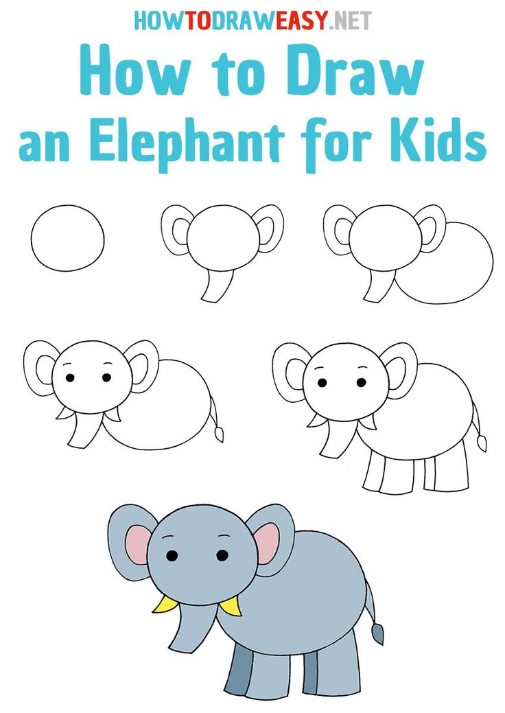 how to draw an elephant for kids with the title, how to draw an elephant for kids