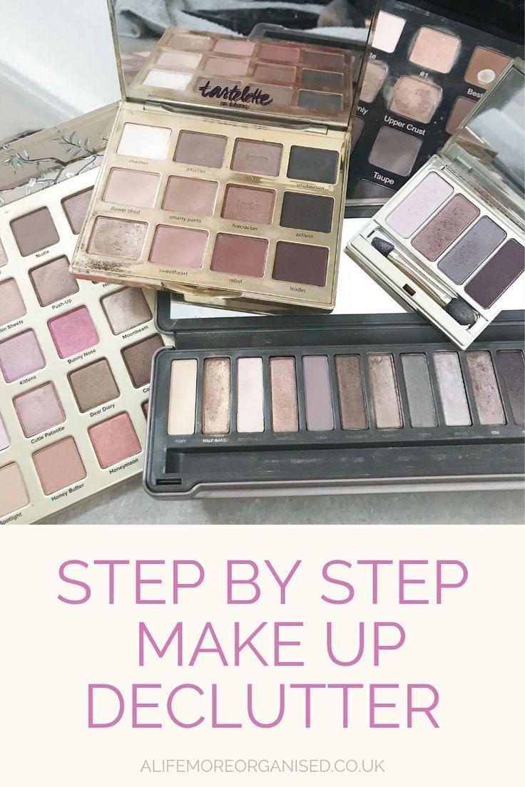 the steps to makeup make up for beginners are shown with text overlay that reads step by step make up declutter