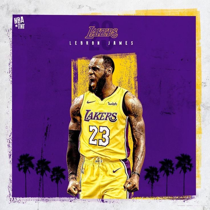 the los angeles lakers'lebron james is shown in this purple and yellow poster