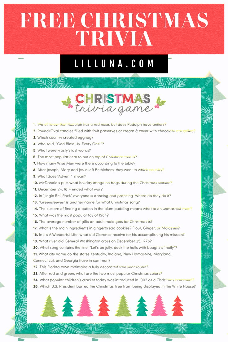 a christmas trivia with the words, free christmas trivia on it and an image of