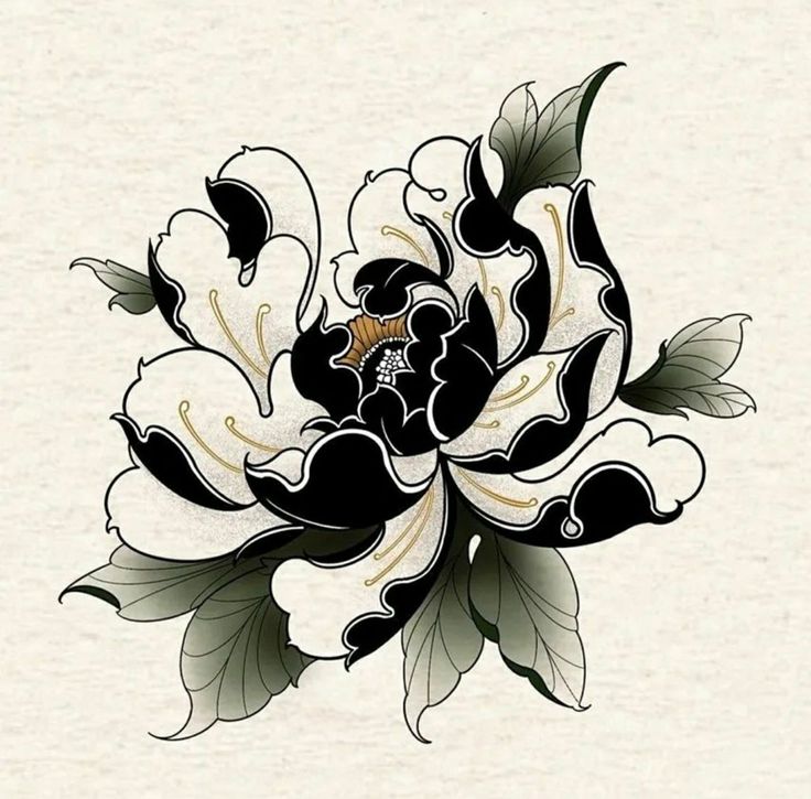 Japanese Peony Tattoo, Traditional Tattoo Drawings, Peony Flower Tattoos, Flores Tattoo, Japanese Flower Tattoo, Traditional Tattoo Flowers, Flower Tattoo Drawings, Traditional Japanese Tattoos, Peonies Tattoo