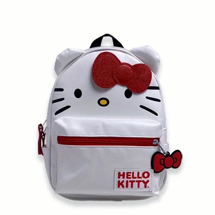 Super Cute Brand New White Faux Leather Hello Kitty Mini Bag Backpack Purse Kawaii Hello Kitty School Bag, White Hello Kitty Kawaii Bag, White Kawaii Satchel Bag, Cute White Satchel With Adjustable Strap, Cute White Satchel For Travel, Kawaii White Backpack-style Shoulder Bag, Kawaii White Shoulder Bag Backpack, Cute School Bags With Cat Design, Cute White Shoulder Bag With Cat Design