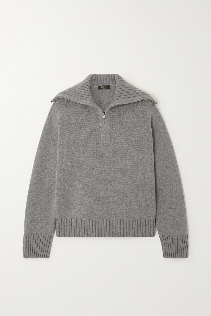 Each of Loro Piana's sweaters is made at the label's Italian mill using time-honored techniques. This style is knitted from sumptuous gray cashmere in a relaxed fit and has a zipped neckline. Wear yours with everything from tailoring to jeans. Gray Cashmere Sweater, Half Zip Sweaters, Loro Piana, Winter Coats Jackets, Zip Sweater, Cashmere Sweater, Net A Porter, Cashmere Sweaters, Grey Sweater