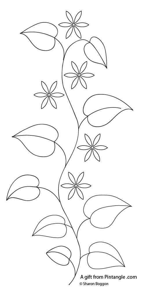 a plant with leaves and flowers drawn in black ink on white paper, ready to be colored