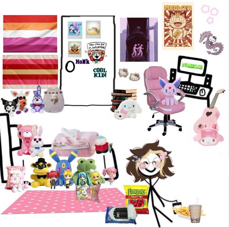 a collage of various items including toys, books and pictures