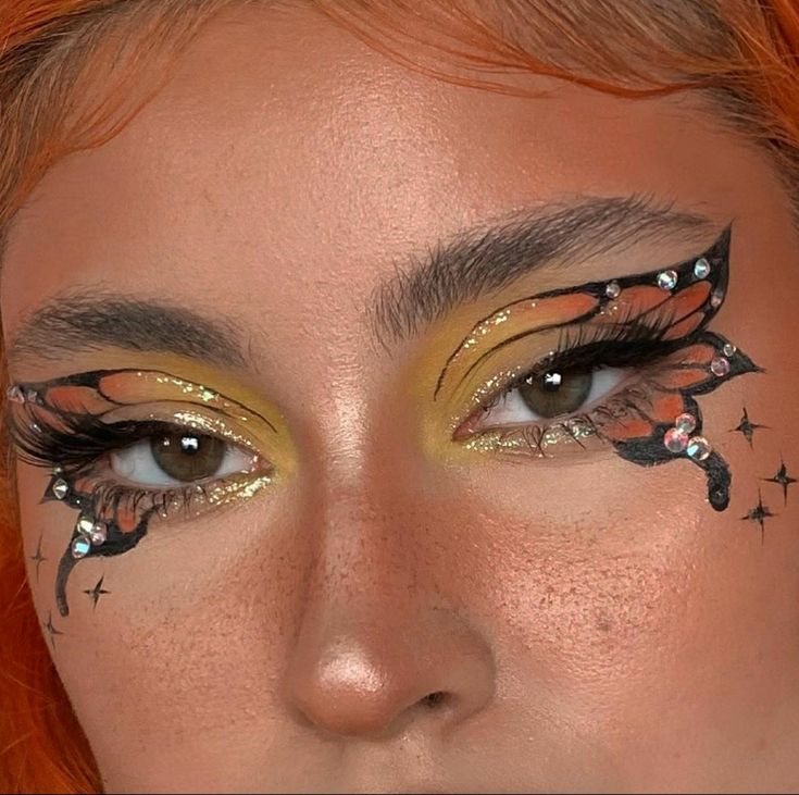 Halloweenský Makeup, Make Up Designs, Butterfly Makeup, Smink Inspiration, Swag Makeup, Fairy Makeup, Edgy Makeup, Makeup Eye Looks, Creative Eye Makeup