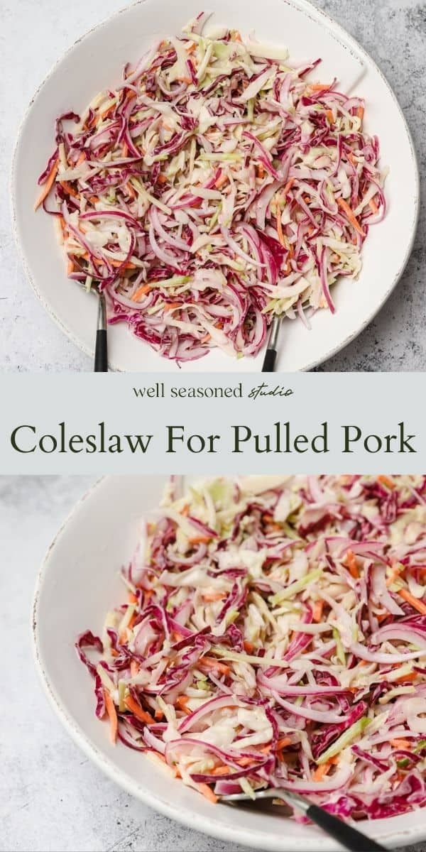 coleslaw for pulled pork in a white bowl