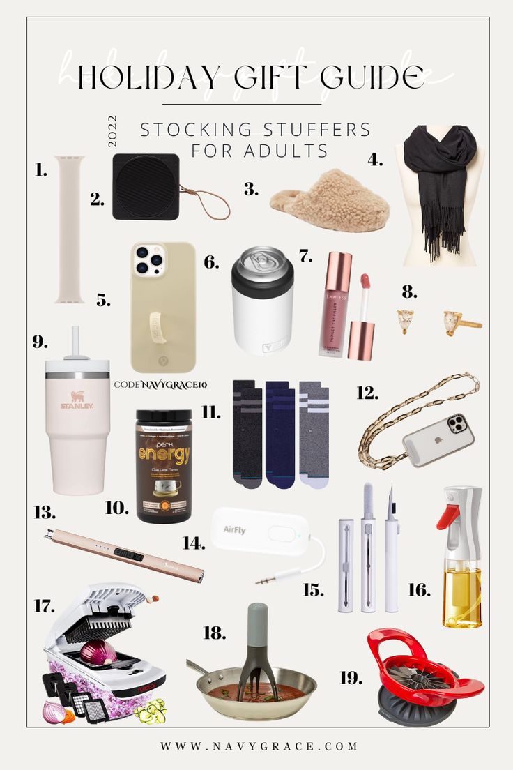 the holiday gift guide for stocking stuff is shown in this graphic above it's image