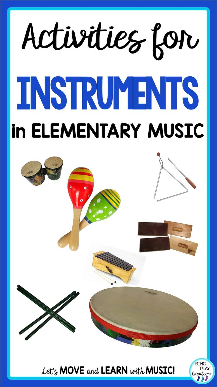 an image of musical instruments with text that reads activities for instruments in elementary music