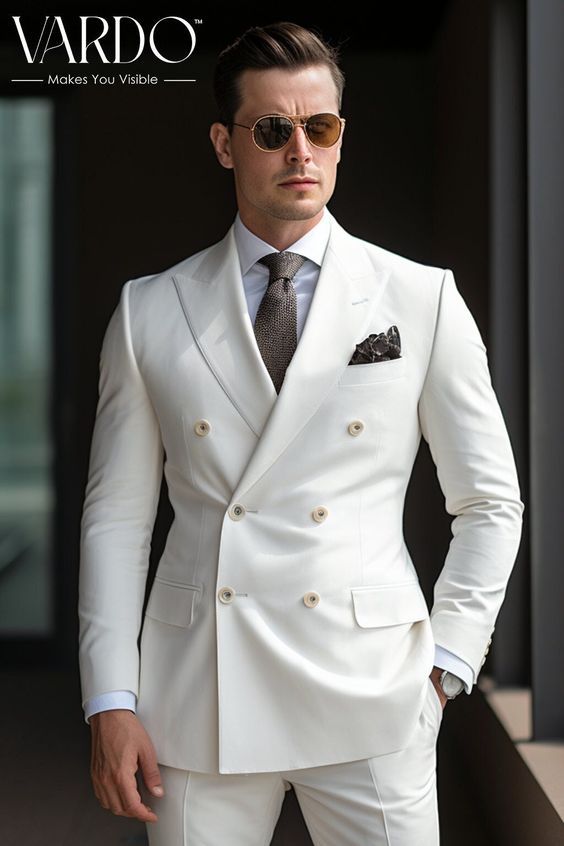 Good qualities satisfied White And Black Suits For Men, White Suit Men Wedding Classy, Double Breasted White Suit, Men White Suit Wedding, White Double Breasted Suit Men, Suites Mens, Off White Suit Men, Suits White Men, White Suits Men