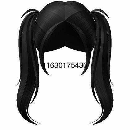 an anime character's hair with long black ponytails and bangs on the side