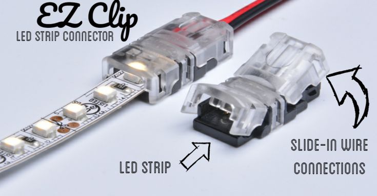 two wires connected to each other with the words led strip connectors on top of them