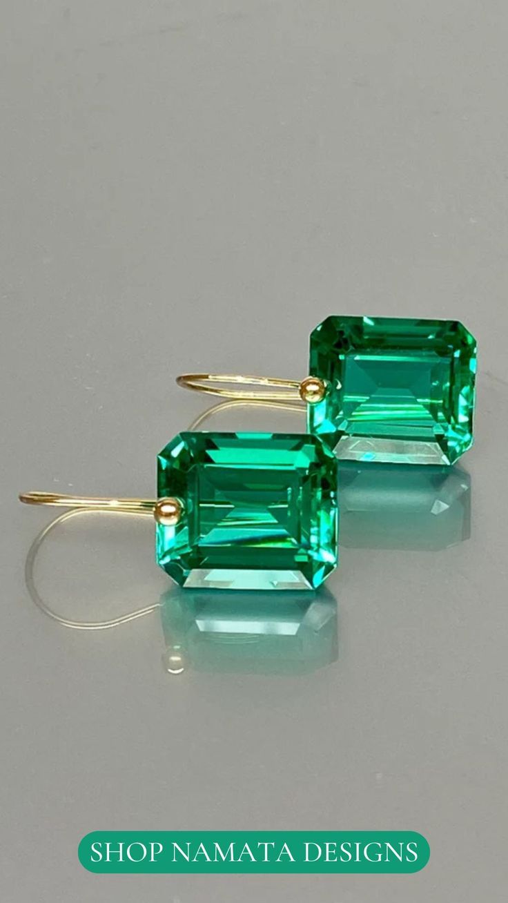 Christmas Gifts For Women - Green Colombian Emerald Earrings Elegant Rectangular Emerald Earrings For May Birthstone, Elegant Rectangular May Birthstone Earrings, Formal Rectangular Earrings With May Birthstone, Rectangular Gemstone Earrings For May Birthstone, Green Octagon Earrings For Formal Occasions, Elegant Green Rectangular Earrings, Emerald Rectangular Earrings For May Birthstone, Modern Emerald Gemstone Earrings, Modern Emerald Cut Earrings For Gift