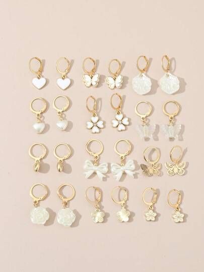 Teen Earrings, Princess Earrings, Preppy Jewelry, White Minimalist, Kids Earrings, Heart Shaped Earrings, Hoop Earring Sets, Fancy Jewelry, Earring Patterns