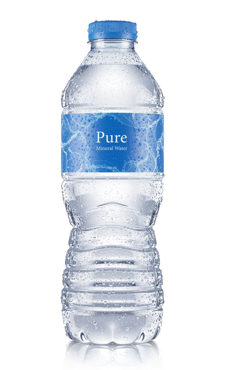 a bottle of pure water on a white background