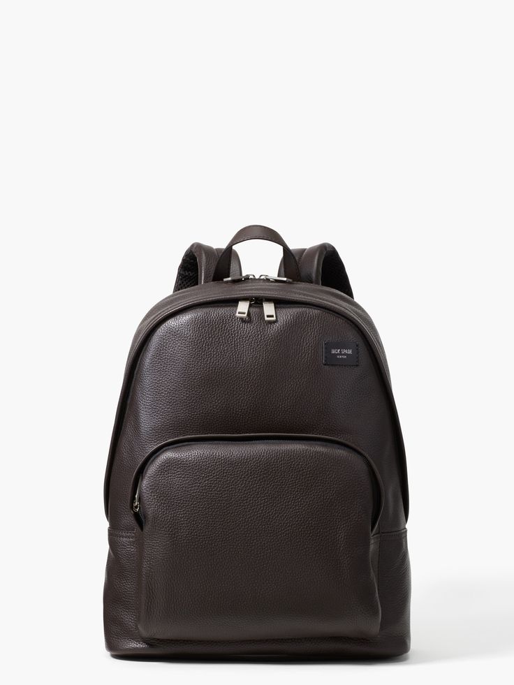 Rich pebbled leather ensures this Jack Spade backpack always looks smart; handy details like a padded back (because yours isn't) adjustable straps and a secure sleeve for your 13-inch laptop help you go the extra mile on the longest days. Going hands-free has never been a wiser decision. | Kate Spade Jack Spade Pebbled Leather Backpack, Brown Luxury Backpack With Textured Leather For Daily Use, Textured Leather Travel Backpack, Luxury Leather Backpack With Textured Finish, Classic Textured Leather Backpack For On-the-go, Classic Textured Leather Backpack, Classic Textured Leather Backpack Bag, Kate Spade Leather Backpack For On-the-go, Luxury Textured Leather Business Backpack, Textured Leather Backpack For Daily Use