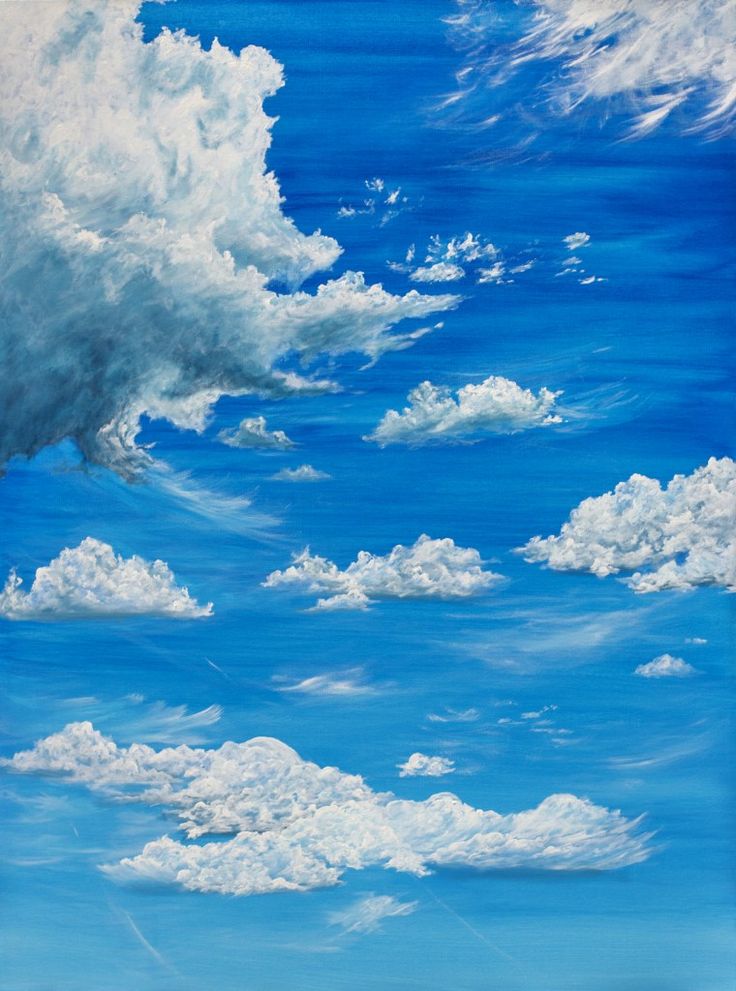 an oil painting of clouds in the sky