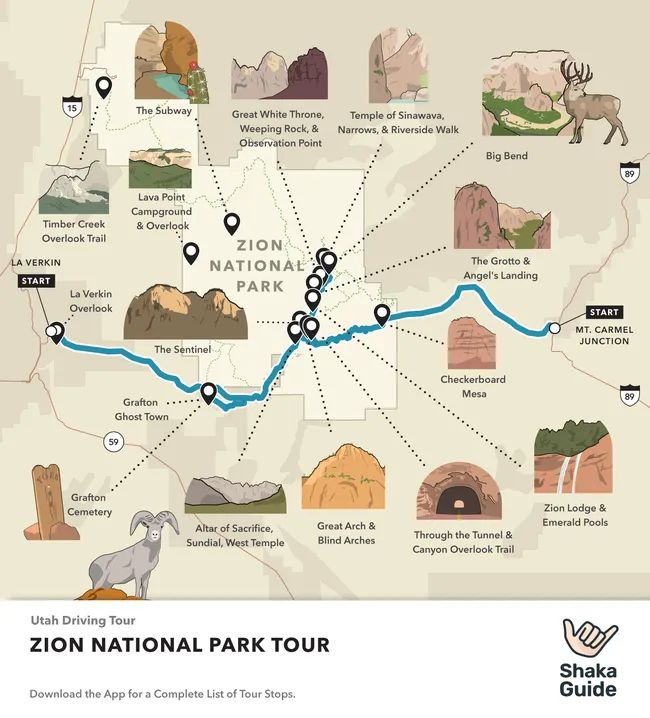 the map for the arizona national park tour