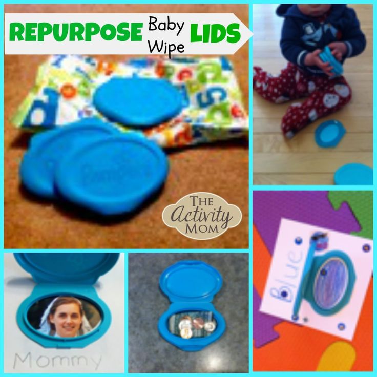 a collage of photos with baby's name and the words repurpose baby lids wipe