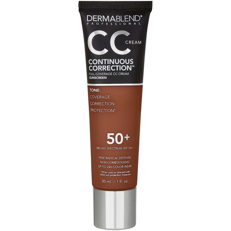 Your all-in-one skincare + coverage hybrid for radiant skin = Dermablend CC Cream. Provides Skin Tone Coverage, Correction & Protection #1 Dermatologist Recommended Coverage Brand, Dermablend brings you Continuous Correction™ CC Cream SPF 50+. This non-comedogenic CC Cream foundation provides skin tone coverage, correction, and protection. SKIN TONE FULL COVERAGE: Weightless and breathable, this CC Cream gives a perfectly balanced and undetectable full coverage without clogging pores or weighing Makeup Color Corrector, Cream Foundation, Full Coverage Foundation, Color Corrector, Skin Radiance, Dermatologist Recommended, Cc Cream, No Foundation Makeup, Makeup Reviews