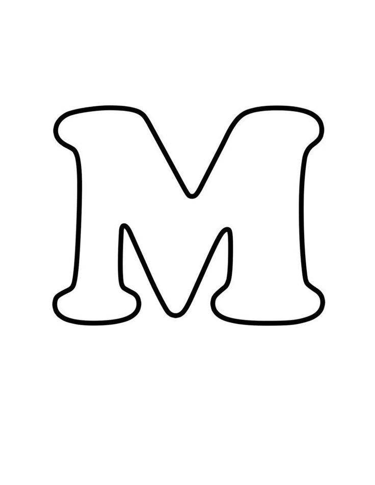 the letter m is outlined in black and white