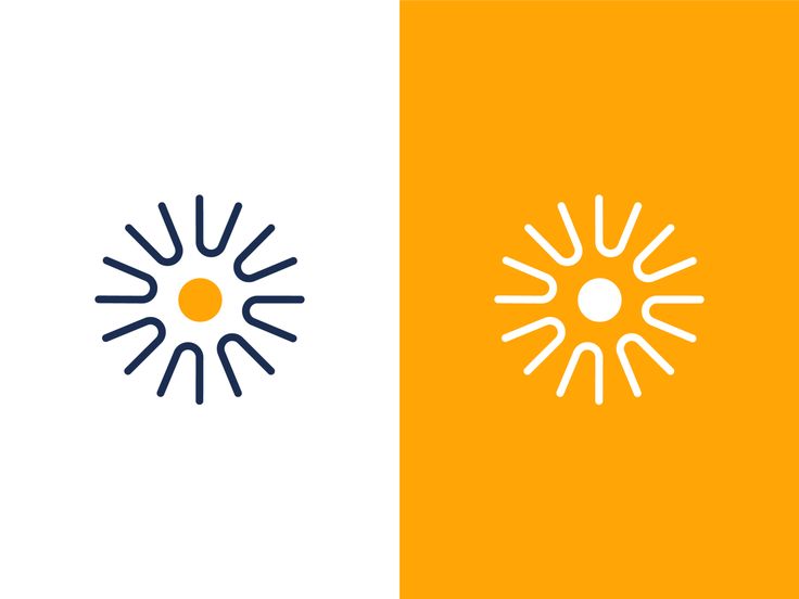 an orange and white background with the sun in it's center, next to a black and white one