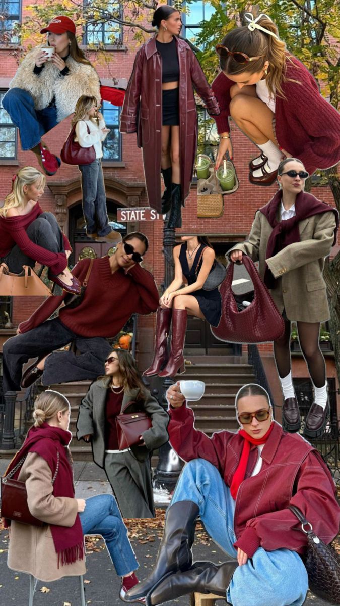 Cherry red fall outfit inspo, burgundy outfit inspo, cherry red shoes, burgundy sweater, fall fashion trends 2024 Burgundy Sweater Outfit, Red Shoes Outfit, Red Sweater Outfit, Job Clothes, Ny Outfits, Winter Sweater Outfits, Burgundy Outfit, Fall Chic, Fall Trends Outfits