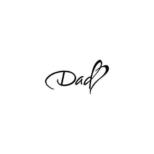 the word dad written in cursive writing on a white background with black ink