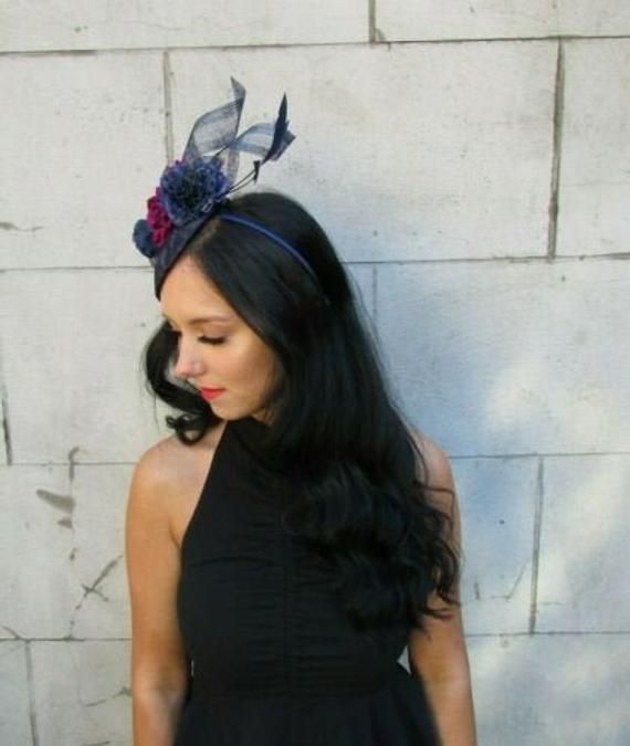 Beautiful vintage style fascinatorThis fascinator is stunning. Perfect for adding vintage style to your hair - suitable for any occasion.Featuring striking artificial flowers in fuchsia and navy blue and striking navy blue statement feathers on a navy blue base. Available with a navy blue headband (pictured). clips or hat elastic in black or white.Made in the UK - custom orders are welcome!Brand new. The base measures 13cm in diameter.Many more items like this are available in our shop! Chic Kentucky Derby Headband Fascinator, Handmade Flowers Fascinator For Formal Occasions, Flower Hair Accessories For Kentucky Derby Party, Kentucky Derby Flower Hair Accessories For Party, Party Flower Hair Accessories For Kentucky Derby, Kentucky Derby Party Flower Hair Accessories, Elegant Handmade Flowers Hair Accessories For Party, Formal Fascinator With Handmade Flowers On Headband, Formal Fascinator With Handmade Flowers