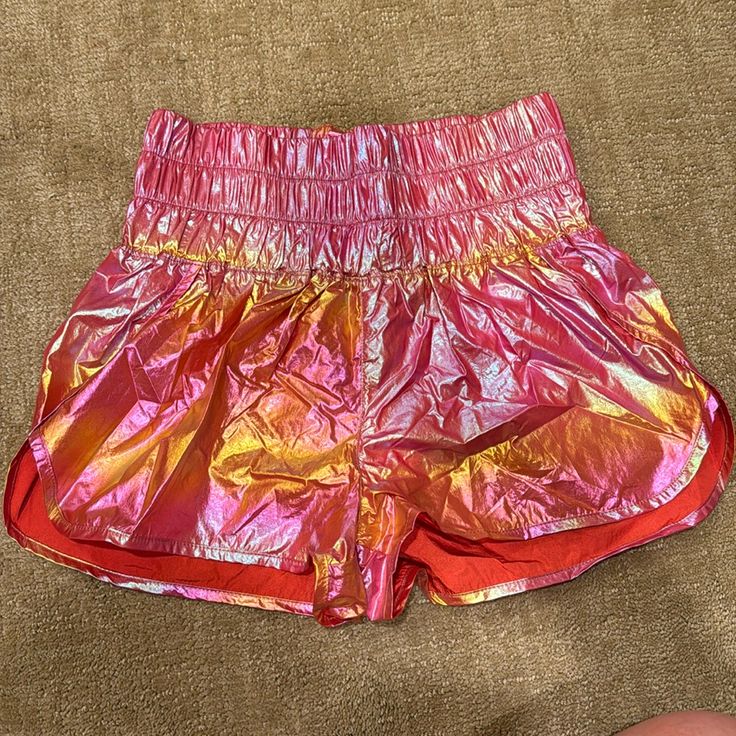 Nwt In The Shine Color Way. High Waisted Shorts Trendy Pink Shorts With Elastic Waistband, Pink Stretch Summer Bottoms, Summer Stretch Pink Bottoms, Pink Summer Bottoms With Elastic Waistband, Summer Pink Bottoms With Elastic Waistband, Summer Workout Shorts In Pink, Pink Stretch Summer Shorts, Pink Summer Workout Bottoms, Summer Workout Bottoms In Pink