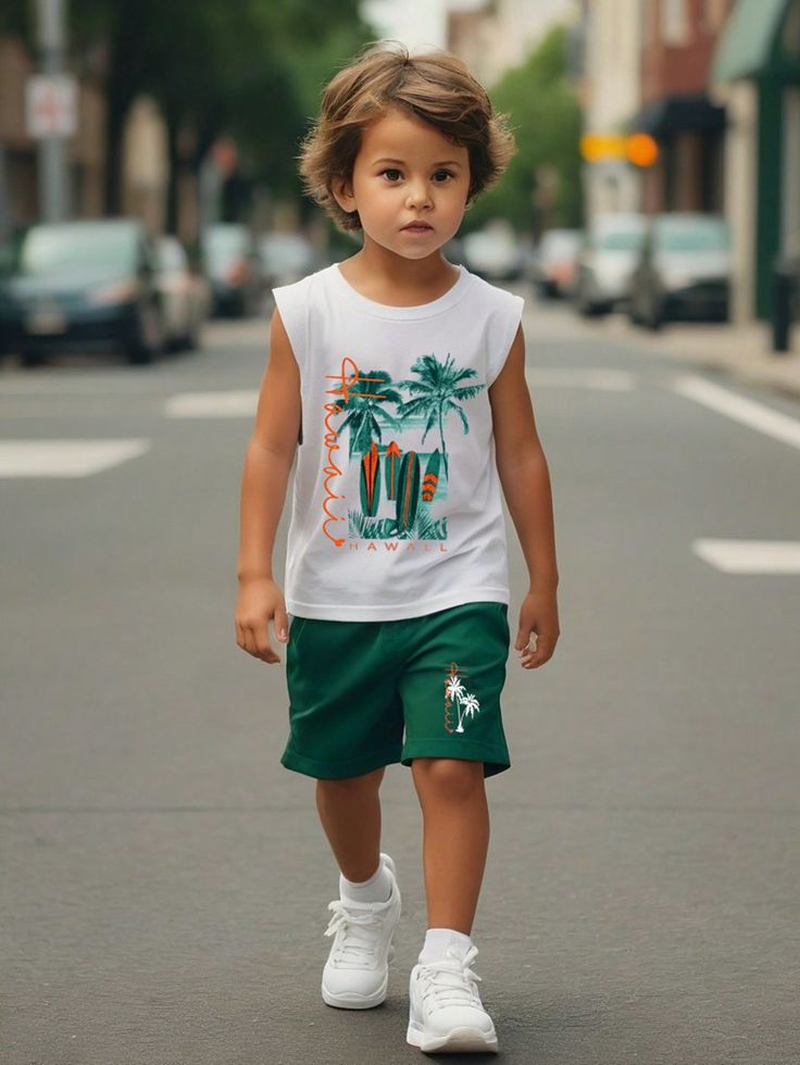 Young Boy Fashionable Casual Street Sports Summer Outfit Multicolor Casual  Sleeveless Polyester,Knitted Fabric Figure,Letter,Plants  Slight Stretch  Young Boys Clothing, size features are:Bust: ,Length: ,Sleeve Length: Casual Summer Muscle Tee For Workout, Casual Sleeveless Muscle Tee For Workout, Green Casual Muscle Tee, Casual Cotton Workout Vest, Casual Muscle Tee For Sports In Spring, Casual Spring Muscle Tee For Sports, Casual Green Sleeveless Vest, Green Sleeveless Muscle Tee For Spring, White Casual Sleeveless Vest