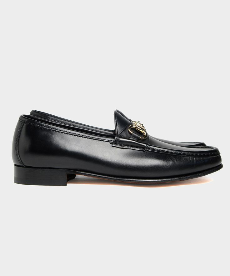 Yuketen Moc Ischia Horsebit Loafer in Black - Todd Snyder Luxury Moc Toe Tassel Loafers For Galas, Classic Black Loafers With Horsebit Detail, Luxury Slip-on Loafers With Tang Buckle, Luxury Loafers With Tang Buckle And Round Toe, Luxury Loafers With Tang Buckle And Plain Toe, Luxury Plain Toe Loafers With Tang Buckle, Luxury Horsebit Loafers For Galas, Classic Loafers With Horsebit Detail For Galas, Classic Formal Loafers With Tang Buckle