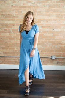 Lily Dusty Blue Wrap Dress - MOB Fashion Boutique Mob Fashion, Blue Wrap Dress, Quick Fashion, Sparkle Bracelet, Spring Weddings, Summer Dates, High Low Skirt, Fun Fashion, Light Blue Color