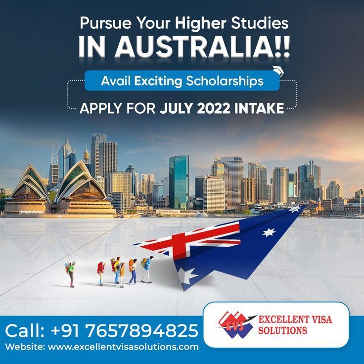 an advertisement for australia with people walking in front of the australian flag and text that reads, pursue your higher studies in australia