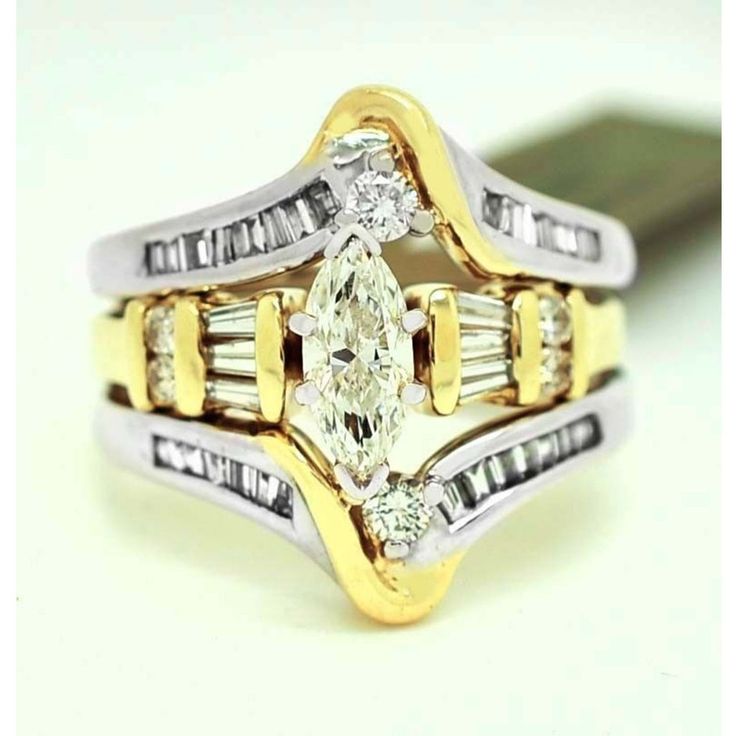 two tone gold and silver wedding rings with diamonds