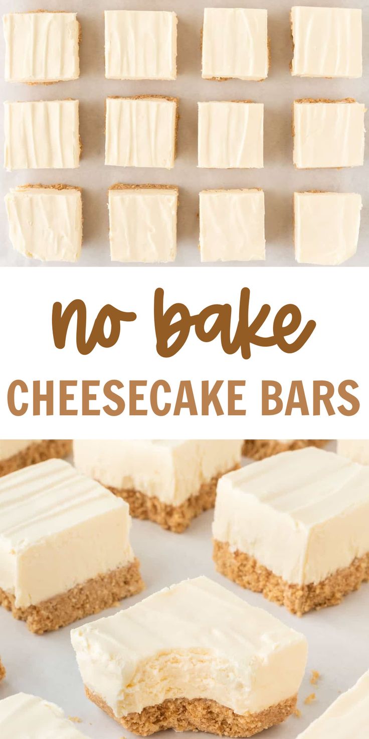 no bake cheesecake bars with white frosting