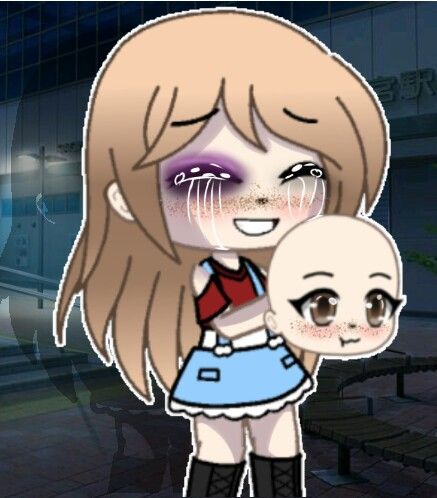 an animated girl holding a baby doll in her arms