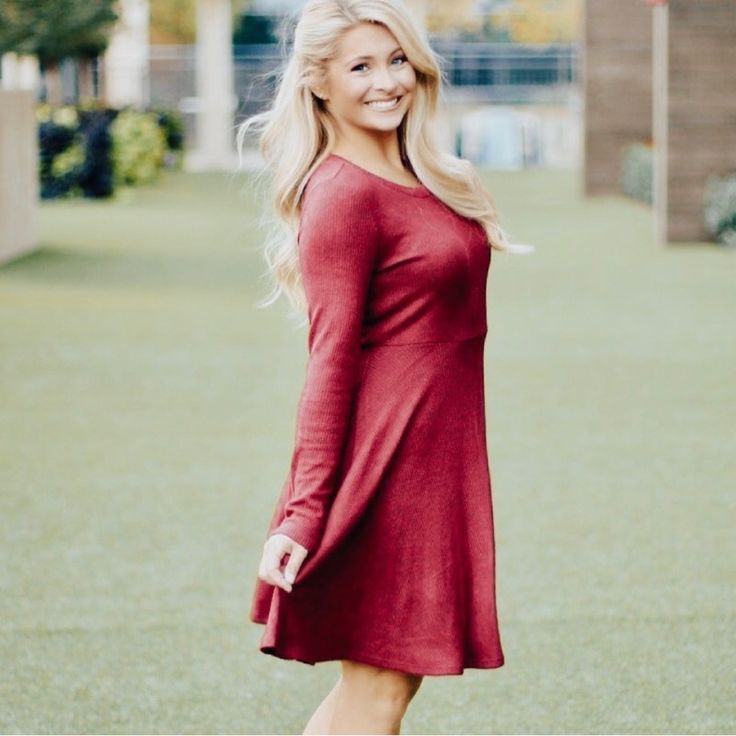 Perfect Length Red Sweater Dress Long Sleeve Red Long Sleeve Mini Dress For Fall, Casual Burgundy Dress For Fall, Burgundy Stretch Dress For Fall, Casual Long Sleeve Burgundy Dress, Stretch Burgundy Dress For Fall, Red Knee-length Mini Dress For Fall, Red Stretch Dress For Day Out, Red Stretch Dresses For Day Out, Casual Burgundy Mini Dress For Spring