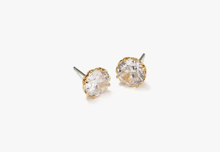 That Sparkle Round Earrings | Kate Spade New York Classic Gold Cubic Zirconia Earrings, Formal Gold Diamond Crystal Earrings, Classic Cubic Zirconia Earrings, Gold Diamond Crystal Earrings For Formal Occasions, Gold Crystal Earrings With Sparkling Stones, Gold Cubic Zirconia Diamond Earrings With Sparkling Stones, Silver Kate Spade Earrings Gift, Adjustable Tarnish-resistant Wedding Earrings, Gold Bridal Earrings With Sparkling Stones