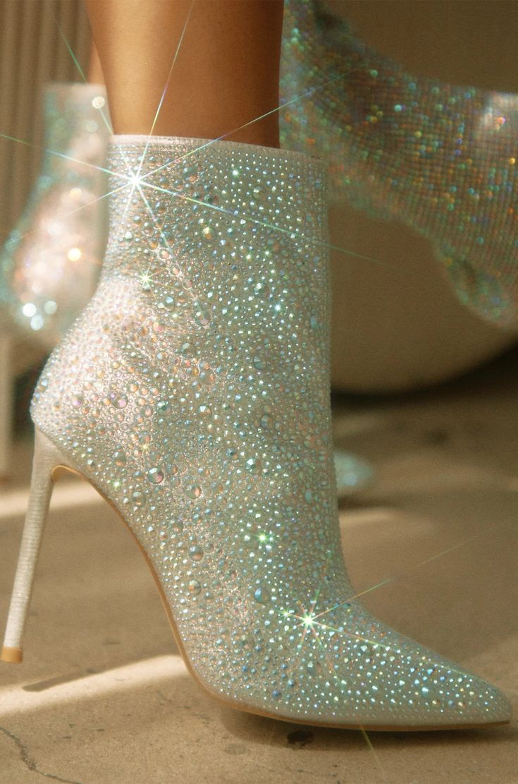 Embellished Ankle Boots | Alayah - Silver – MISS LOLA Sparkly Boots, Sparkly Pumps, Chic Boots, Shoe Model, Swift Concert, Miss Lola, Taylor Swift Concert, White Boots, Boot Pumps