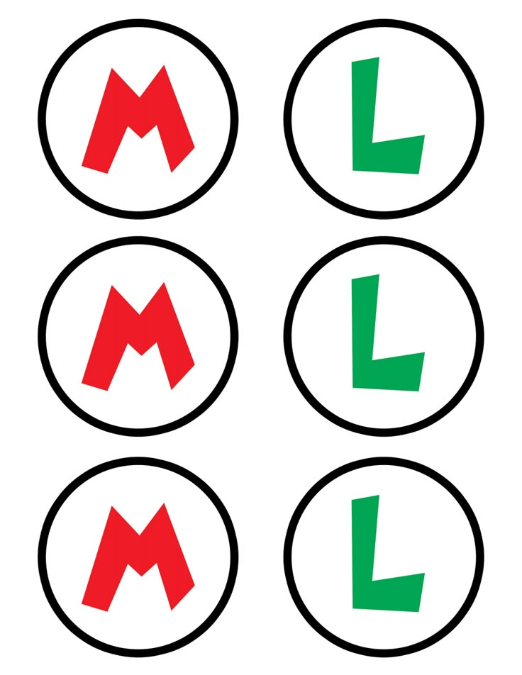 four green and red circles with the letters l, m, l in each circle