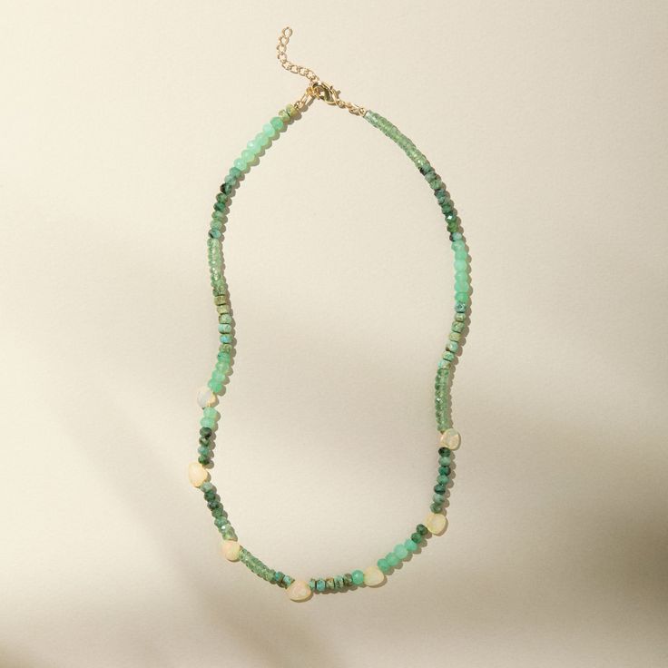 Emerald Necklace Blue Jade Beaded Necklaces, Artisan Jade Beaded Necklace, Artisan Green Jade Beaded Necklace, Nature-inspired Jade Necklace With Gemstone Beads, Turquoise Jade Hand-strung Beaded Necklace, Turquoise Ombre, Green Kyanite, Green Beads, Opal Beads