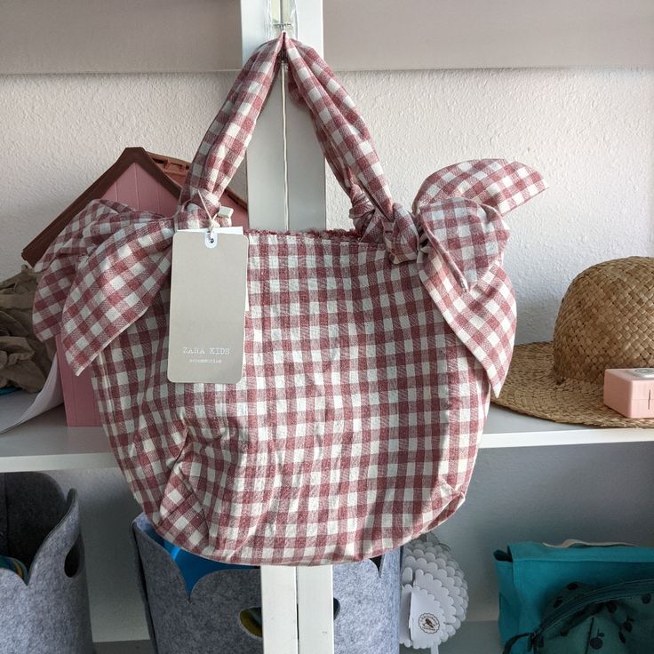 Kid Open Cloth Tote, I Believe Reversible Bc Has Shearling Pink Interior, Cloth, Bow Knots, So Chic, I Think Could Work For A Smaller Bag For Adult Too, Rosey Dusty Pink Spring Picnic Cotton Bag, Cute Summer Bags For Picnic, Cute Gingham Rectangular Bag, Casual Gingham Shoulder Bag For Picnic, Casual Gingham Shoulder Bag For Summer, Cute Gingham Rectangular Bags, Cute Summer Picnic Bags, Gingham Bags For Daily Use In Spring, Spring Gingham Bag For Daily Use