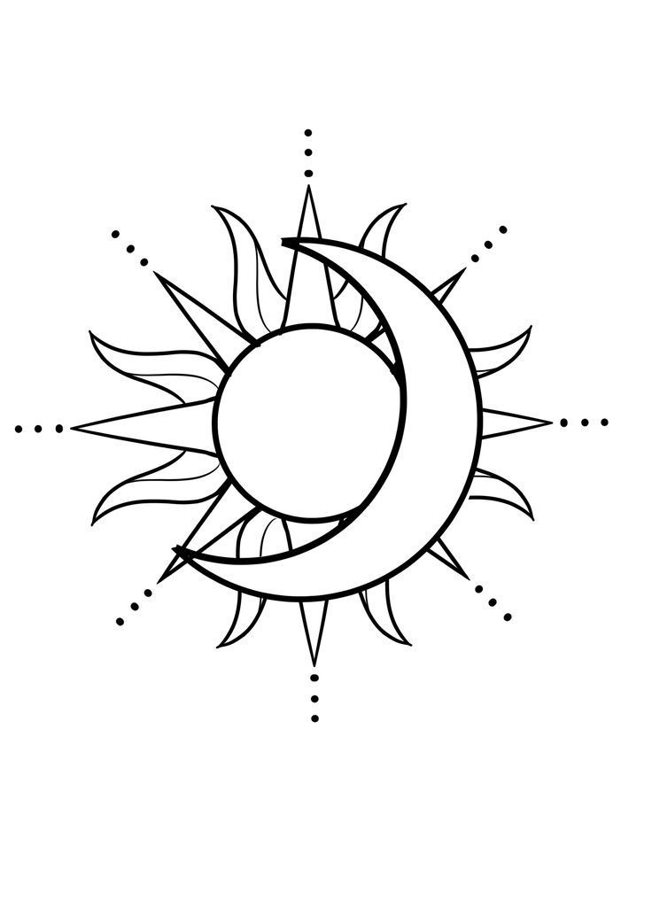 a drawing of the sun and moon